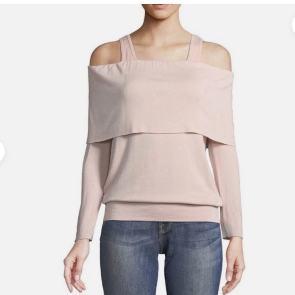 Bailey 44 Pink Soulmate Sweatshirt Top Off Shoulder Romantic Flirty Chic Small